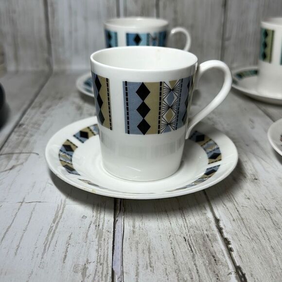 Ridgeway Potteries Royal Adderley Fine Bone China Masquerade 4 Tea Cups Saucers - Picture 2 of 10